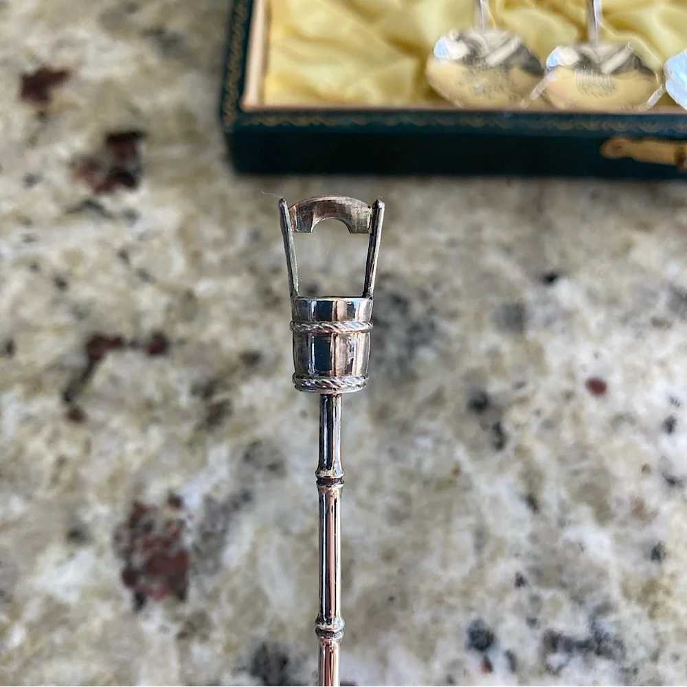 Antique Japanese Sterling Silver Demitasse Spoons, Set of 6 - Picture 4 of 16